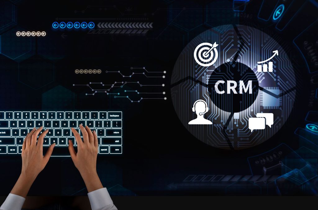 CRM Selling Tool Diagram With Laptop Keypad